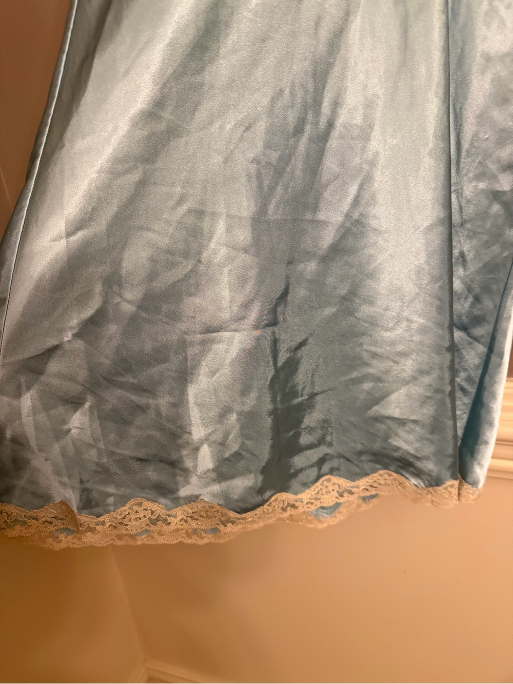 VTG Victoria's Secret Y2K Icy Blue Satin Lace Slip Dress Nightgown M Pristine - Picture 2 of 7